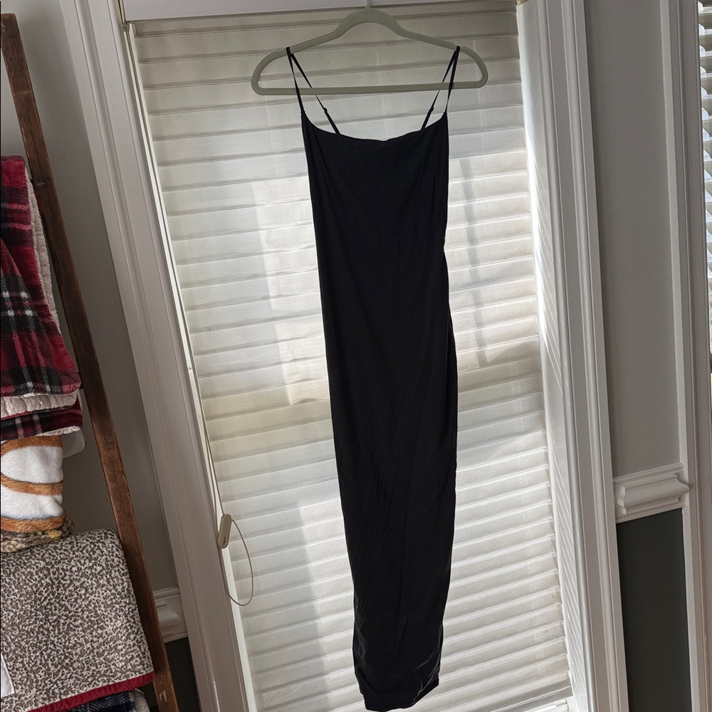 SKIMS Black Maxi Dress with Spaghetti Straps